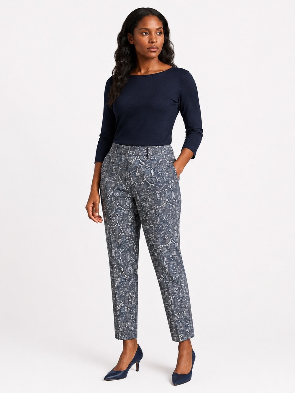 Talbots Petites Paisley Stretch Ankle Pants Womens 10P